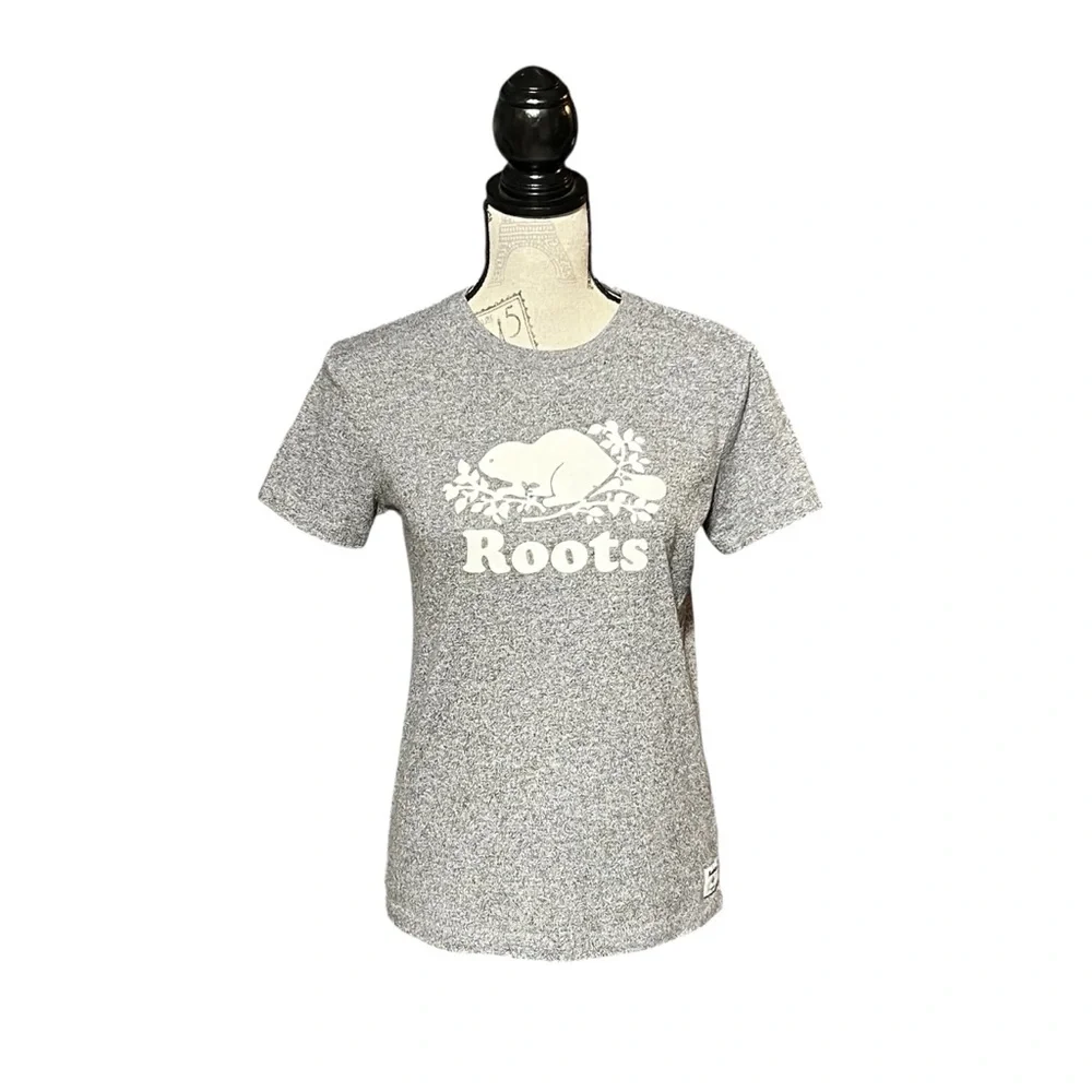 Roots Heather Gray Tee with White Logo - Picture 2 of 5